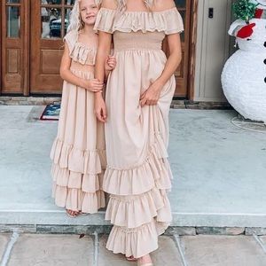 NELLIE RUFFLE MAXI DRESS - CHAMPAGNE